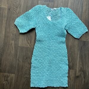 Samsoe Samsoe Blue Sophia Textured Bodycon Dress Size Small